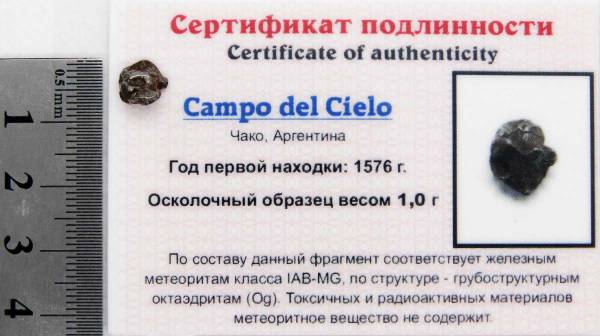 Осколок метеорита Campo del Cielo