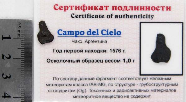 Осколок метеорита Campo del Cielo