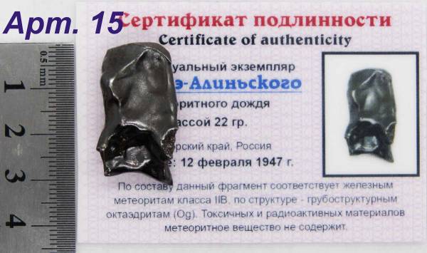 Индивидуальный экземпляр Сихотэ-Алиньского метеоритного дождя