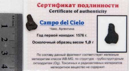 Осколок метеорита Campo del Cielo, арт 27