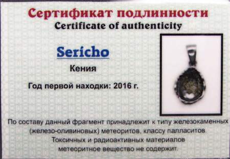 Кулон «Капля» маленький с метеоритом Sericho, арт 4