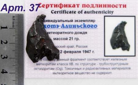 Индивидуальный экземпляр Сихотэ-Алиньского метеоритного дождя (арт 37)