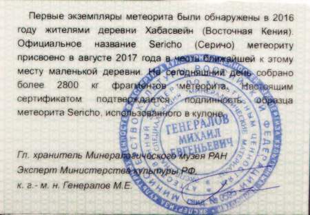 Кулон «Капля» маленький с метеоритом Sericho, арт 4