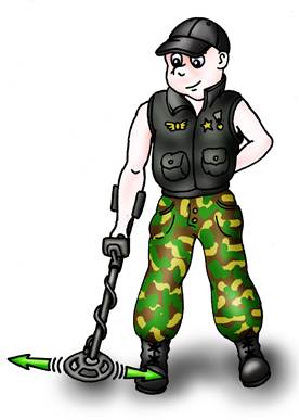 для поиска необходимо двигать прибором справа налево и слева направо