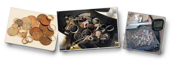 сосредоточение потерянного металла – монеты, иконки, крестики, разного рода украшения