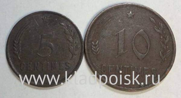 Набор регулярных монет Люксембурга, Великая герцогиня Шарлотта, 1930г., 2 монеты