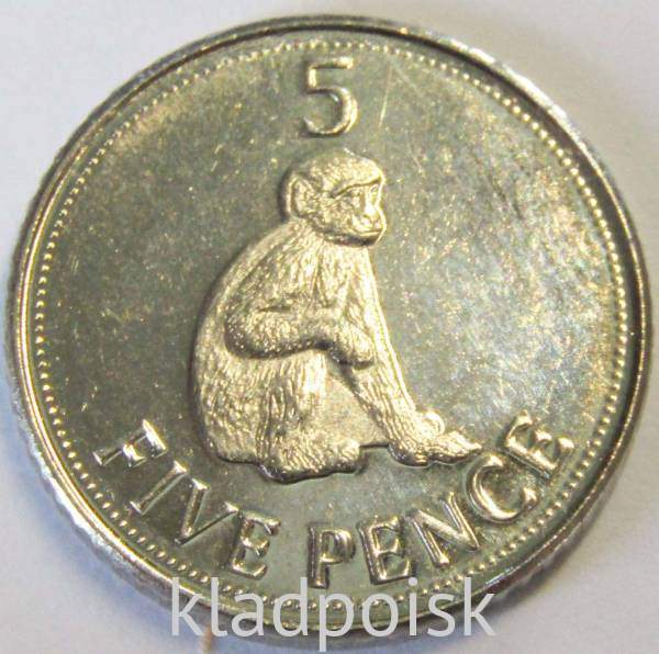 Регулярная монета 5 пенсов 2011 года Гибралтар
