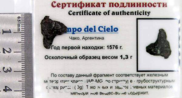 Осколок метеорита Campo del Cielo, арт 10