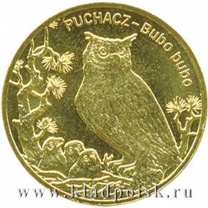 Монета 2 злотых Польша Филин 2005
