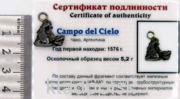 Подвеска из метеорита Campo del Cielo арт 2 Подвеска из метеорита Campo del Cielo арт 2