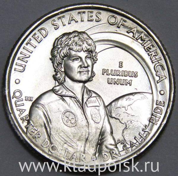 Монета 25 центов США Салли Райд из серии «Американские женщины» (2022) P