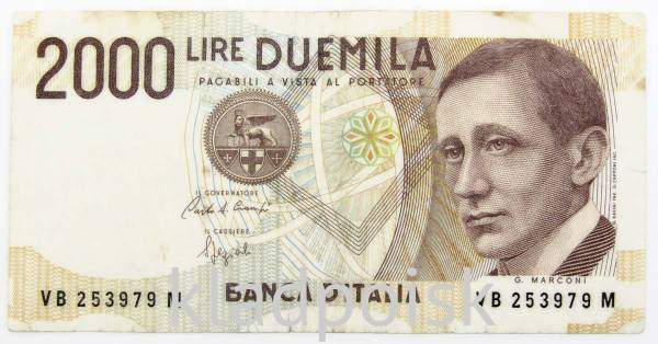 Банкнота 2000 лир 1990 года (Маркони) Италия Банкнота 2000 лир 1990 года (Маркони) Италия