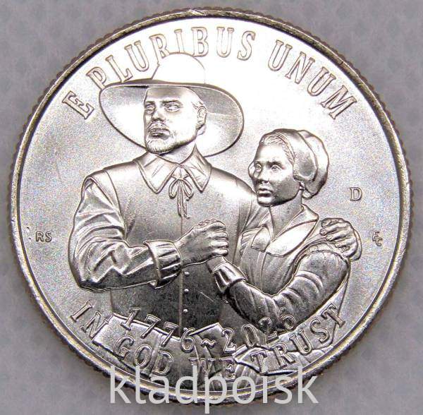 Монета 25 центов США 2026 года - 250 лет независимости - Мэйфлауэр, D