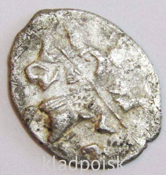 Копейка серебро Дмитрий Иванович (Лжедмитрий), чешуйка, 1605 г., Псков, арт 4 Копейка серебро Дмитрий Иванович (Лжедмитрий), чешуйка, 1605 г., Псков, арт 4