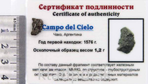 Осколок метеорита Campo del Cielo, арт 20
