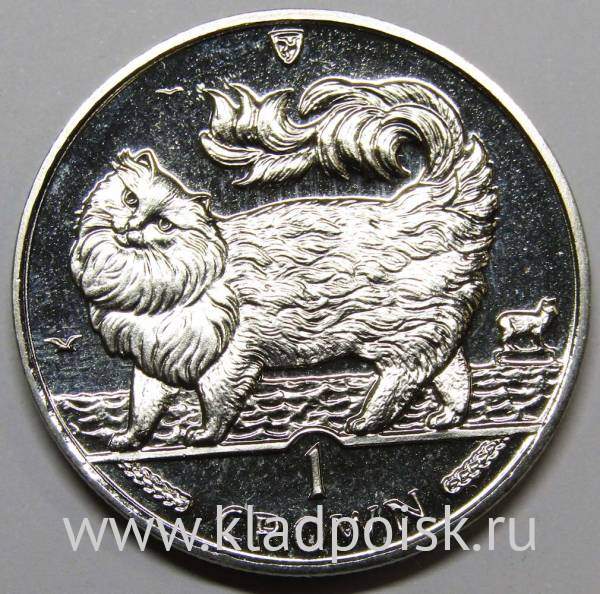 Монета 1 крона Остров Мэн, 1993, Мейн-кун