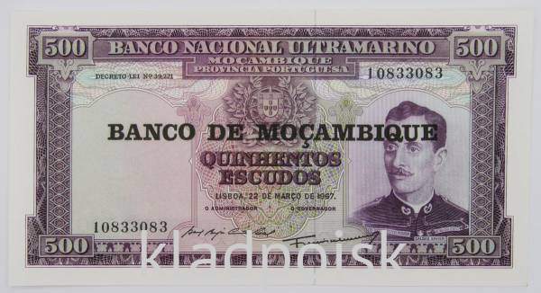 Банкнота Мозамбик 500 эскудо 1967 года