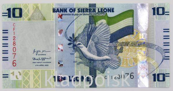 Банкнота 10 леоне 2022 года Сьерра-Леоне