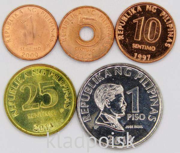 Набор монет Филиппины 1997-2014 гг., 5 монет