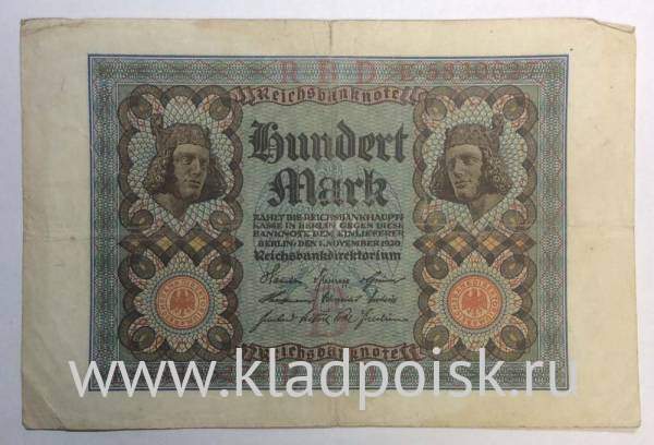 Банкнота 100 марок 1920 года - Веймарская Республика Банкнота 100 марок 1920 года - Веймарская Республика