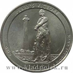 Монета 25 центов Победа Перри и Международный Мемориал Мира, монетный двор P