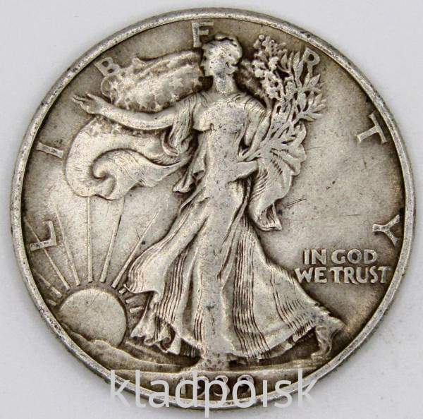 Монета 50 Центов США «Шагающая свобода» 1939 Серебро 900 пробы