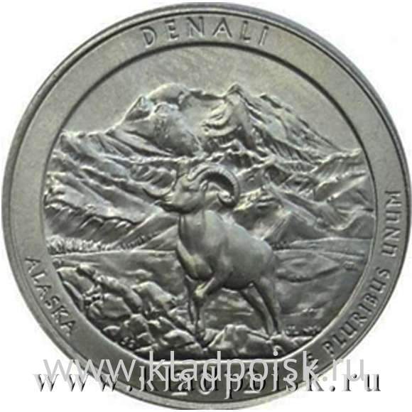 Монета 25 центов Национальный парк Денали, монетный двор P