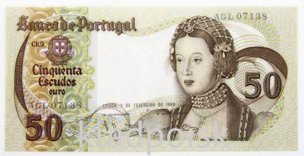 Банкнота 50 эскудо 1980 года Португалия Банкнота 50 эскудо 1980 года Португалия