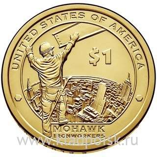 Монета 1 доллар Сакагавея Индеец из племени Mohawk Монета 1 доллар Сакагавея Индеец из племени Mohawk