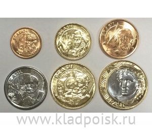 Набор монет Бразилия Текущие 2004-2017, 6 монет Набор монет Бразилия Текущие 2004-2017, 6 монет