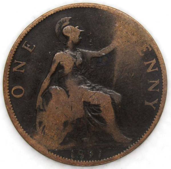 Монета 1 пенни 1897 года Великобритания