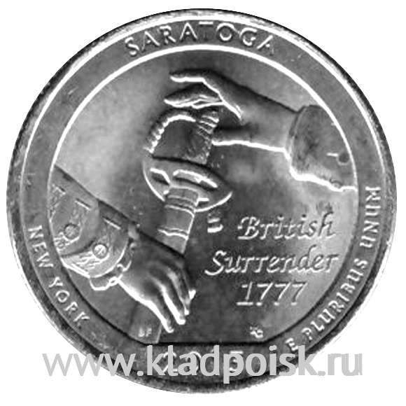 Монета 25 центов Национальный исторический парк Саратога (2015), монетный двор S