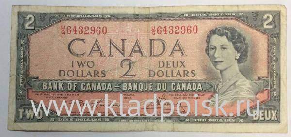 Банкнота 2 доллара 1954 Канада