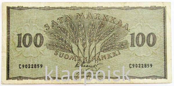 Банкнота 100 марок 1955 года Финляндия