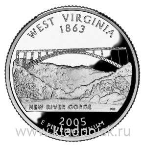 Монета 25 центов Штат Западная Вирджиния