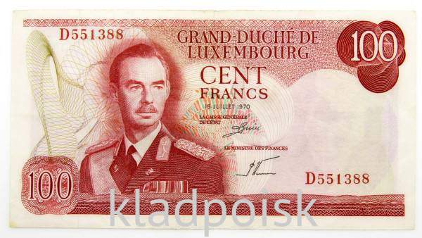 Банкнота 100 франков 1970 года Люксембург Банкнота 100 франков 1970 года Люксембург