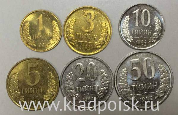 Набор регулярных монет Узбекистан 1994 год, 6 монет Набор регулярных монет Узбекистан 1994 год, 6 монет