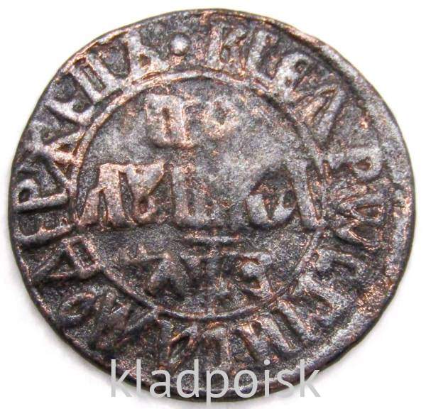 Монета полушка Российской Империи 1707 (Петр I)