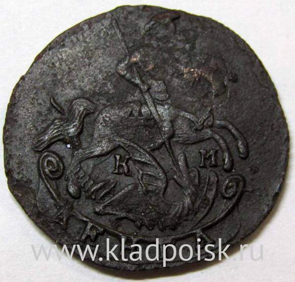 Монета 1 денга 1786 года КМ, Российская Империя, Екатерина II