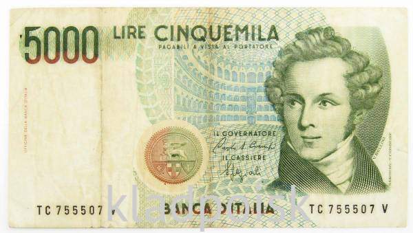 Банкнота 5000 лир 1985 года Италия, арт 2