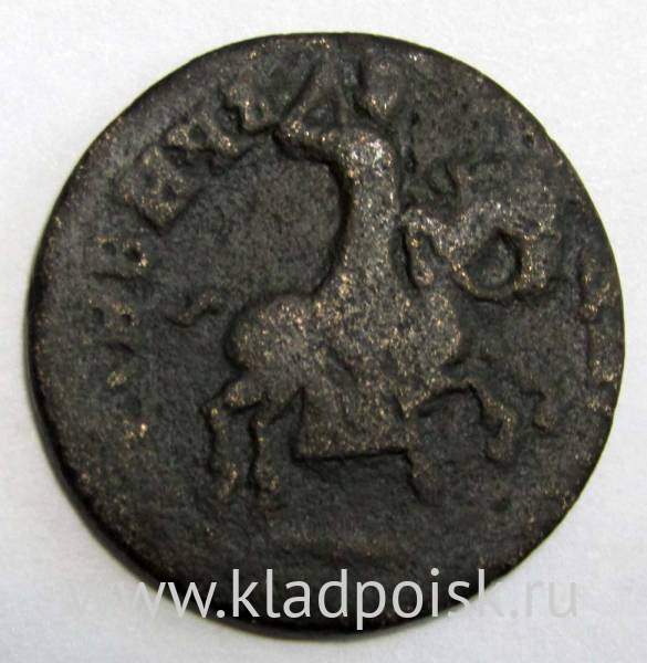 Монета 1 копейка Российской Империи 1713 (Петр I) «жираф» Монета 1 копейка Российской Империи 1713 (Петр I) «жираф»