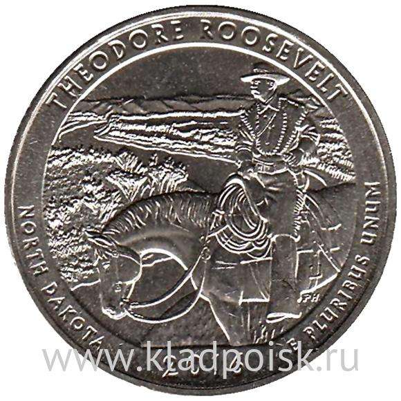 Монета 25 центов США Национальный парк Теодора Рузвельта (2016), монетный двор P