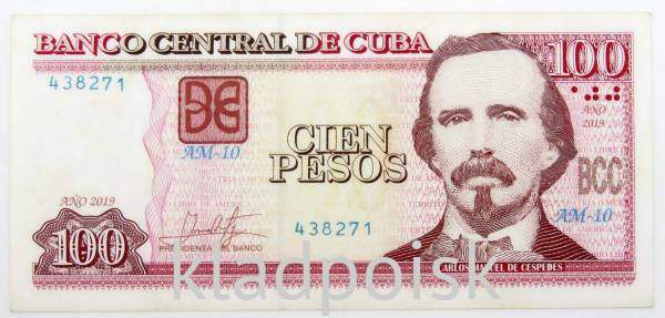 Банкнота 100 песо 2019 года Куба Банкнота 100 песо 2019 года Куба