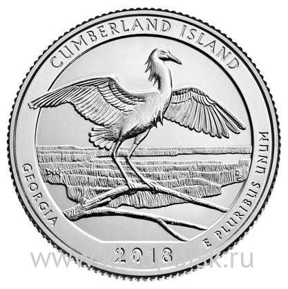 Монета 25 центов США Национальный парк Камберленд Айленд в Джорджии (2018) D