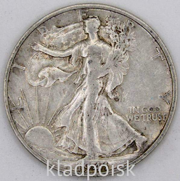 Монета 50 Центов США «Шагающая свобода» 1941 Серебро 900 пробы Монета 50 Центов США «Шагающая свобода» 1941 Серебро 900 пробы