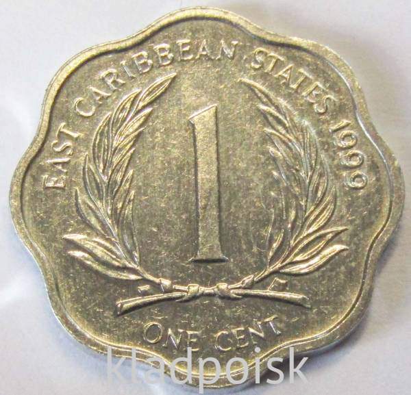 Монета 1 цент 1999 года Восточные Карибы