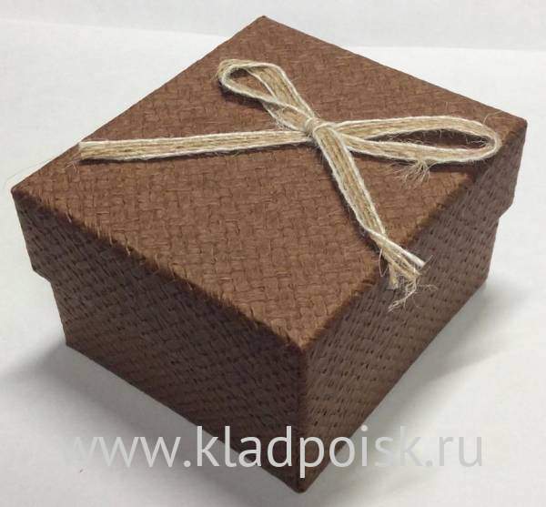 Коробка подарочная с наполнителем плетенка коричневая