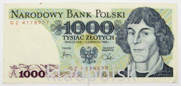 Банкнота 1000 злотых 1982 года Польша