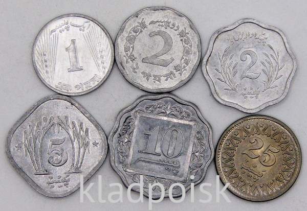 Набор регулярных монет Пакистана 1968-1996 гг., 6 монет