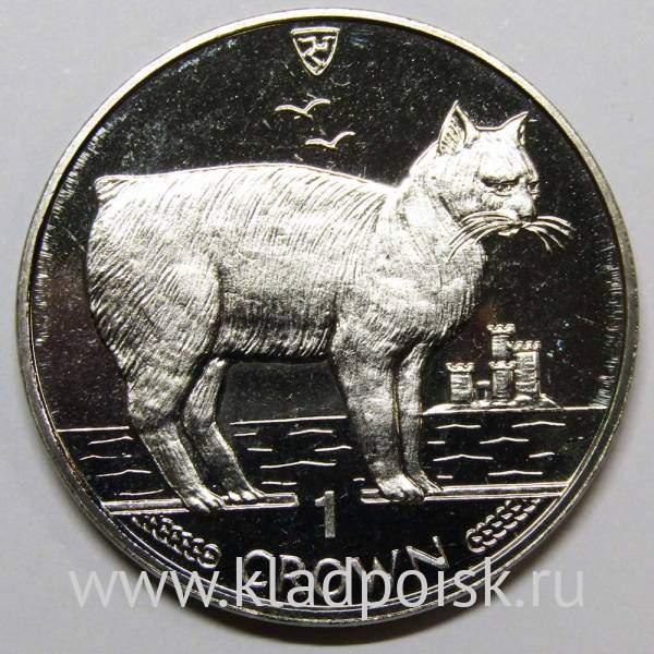 Монета 1 крона Остров Мэн, 1988, Мэнкс (Мэнская кошка)